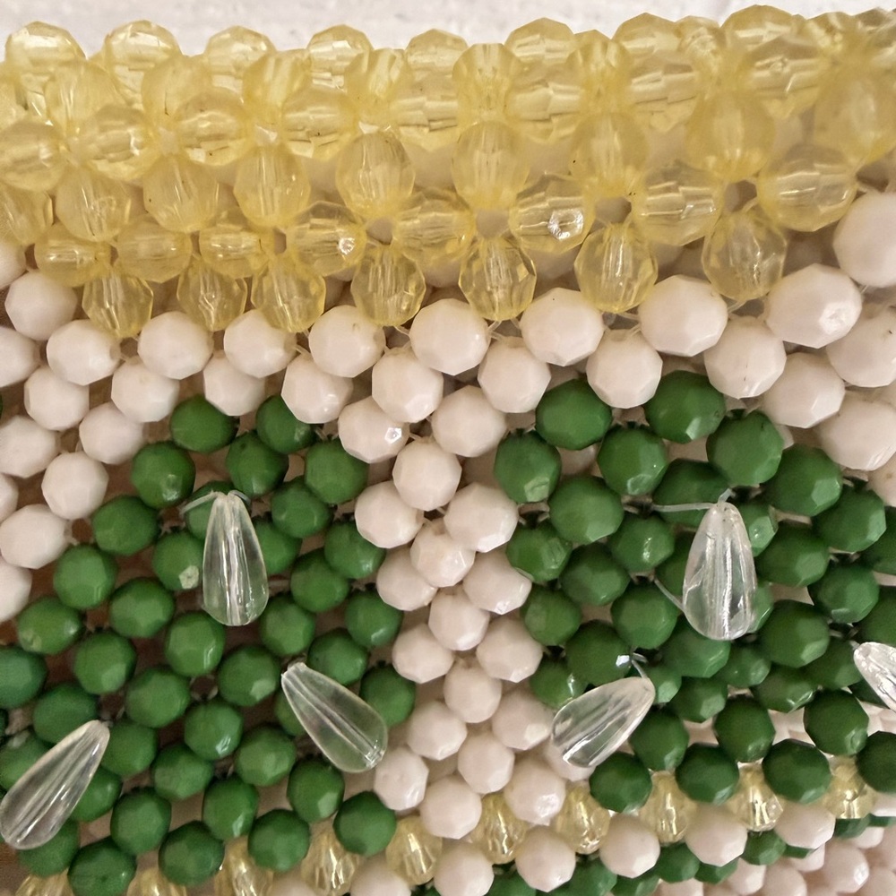 Beaded Crossbody Lime Bag in White and Green
